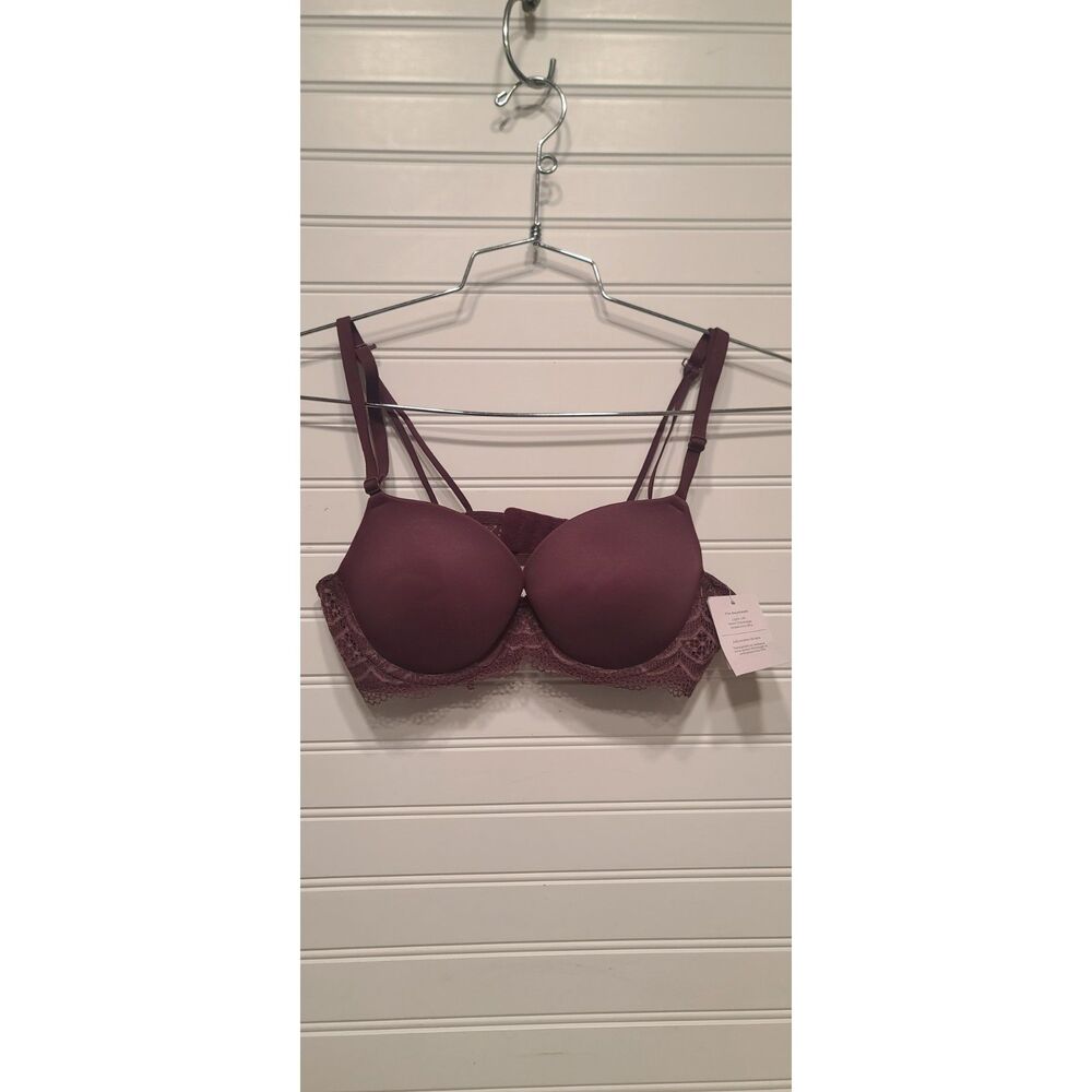 Auden The Daydream Light Lift Demi Coverage Burgundy Underwire Bra Size 36A NWT